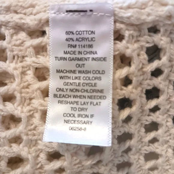 Mesh Crochet Loose Knit Cream Button Cardigan - Picture 4 of 10